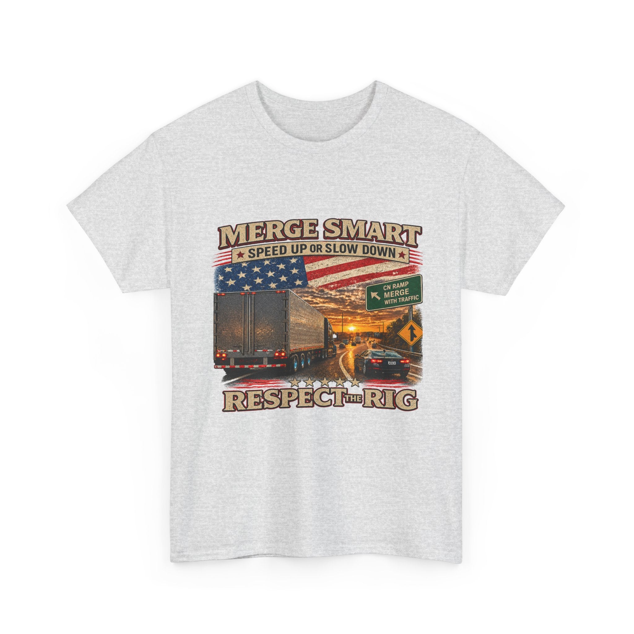 Merge Smart Respect the Rig Trucker T‑Shirt — ‘Merge Smart / Respect the Rig’ Highway Safety Tee