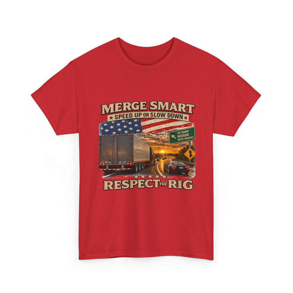 Merge Smart Respect the Rig Trucker T‑Shirt — ‘Merge Smart / Respect the Rig’ Highway Safety Tee