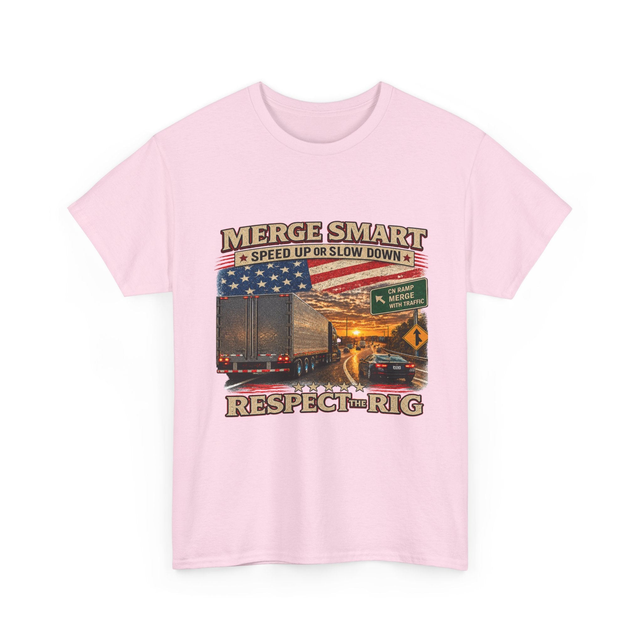 Merge Smart Respect the Rig Trucker T‑Shirt — ‘Merge Smart / Respect the Rig’ Highway Safety Tee