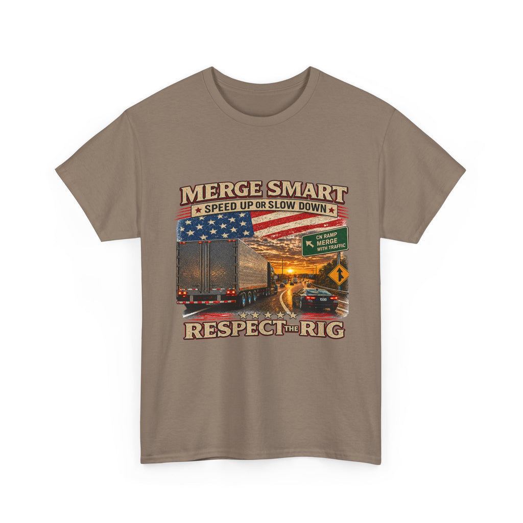 Merge Smart Respect the Rig Trucker T‑Shirt — ‘Merge Smart / Respect the Rig’ Highway Safety Tee