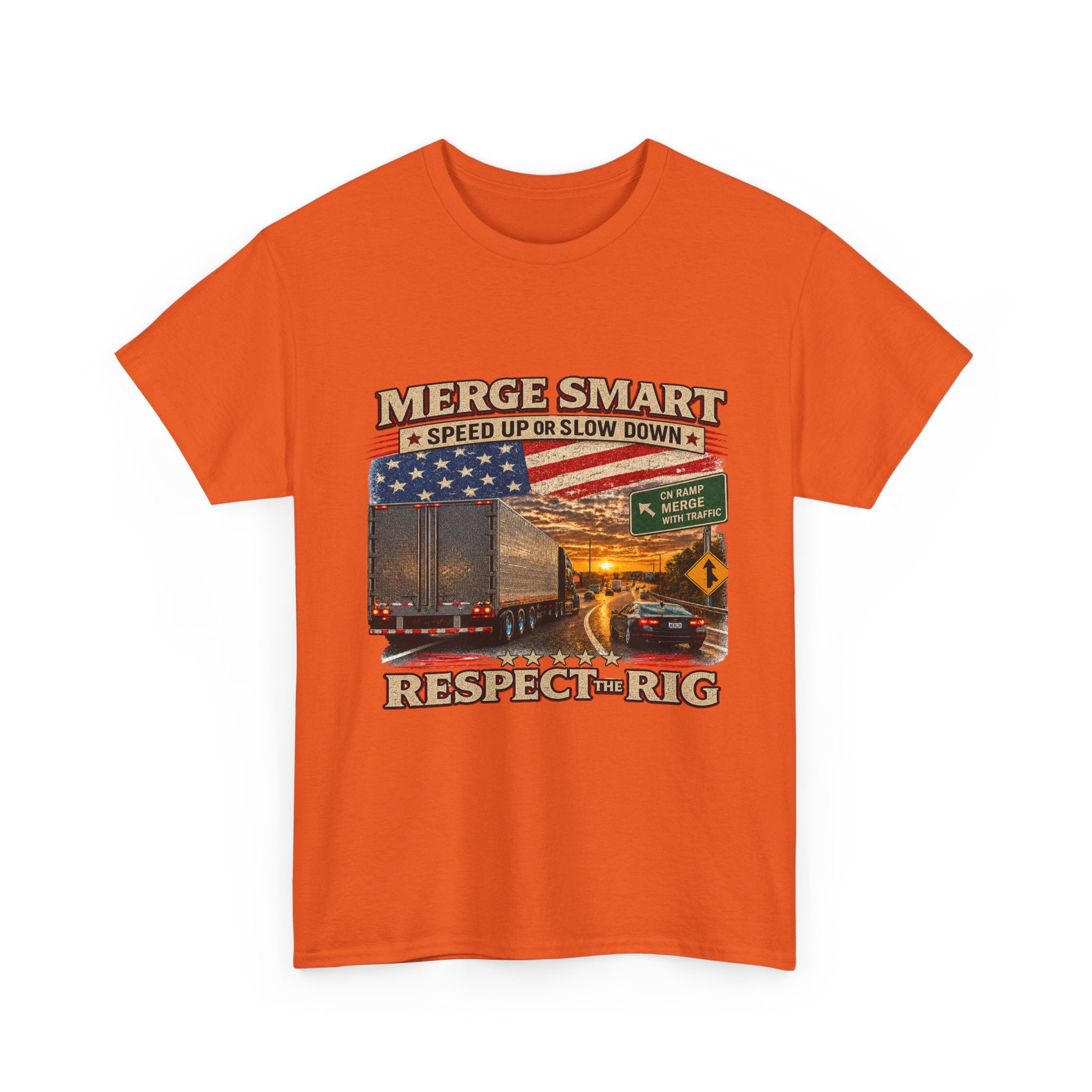 Merge Smart Respect the Rig Trucker T‑Shirt — ‘Merge Smart / Respect the Rig’ Highway Safety Tee