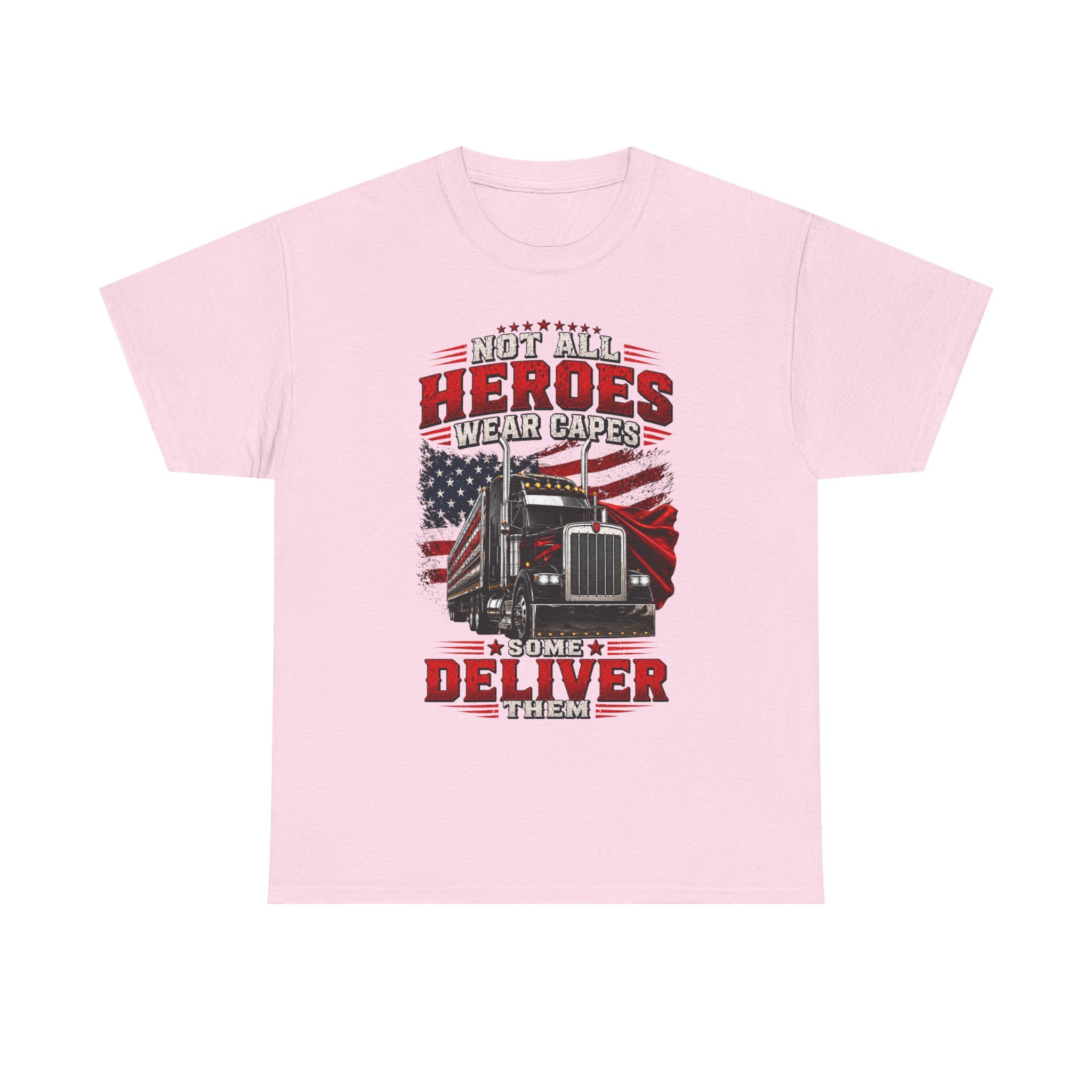 Truck Driver T-Shirt - "Heroes Wear Capes, Drivers Deliver" Patriotic American Flag Tee