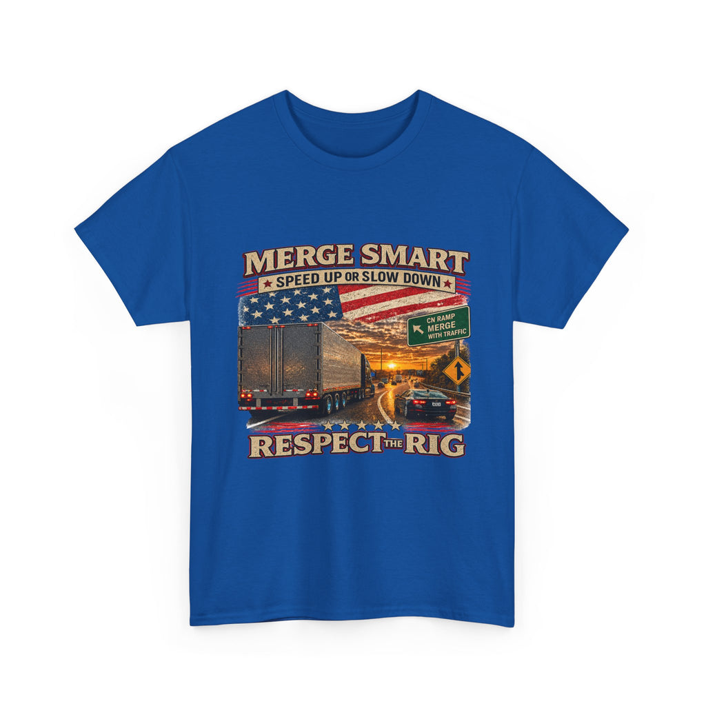 Merge Smart Respect the Rig Trucker T‑Shirt — ‘Merge Smart / Respect the Rig’ Highway Safety Tee