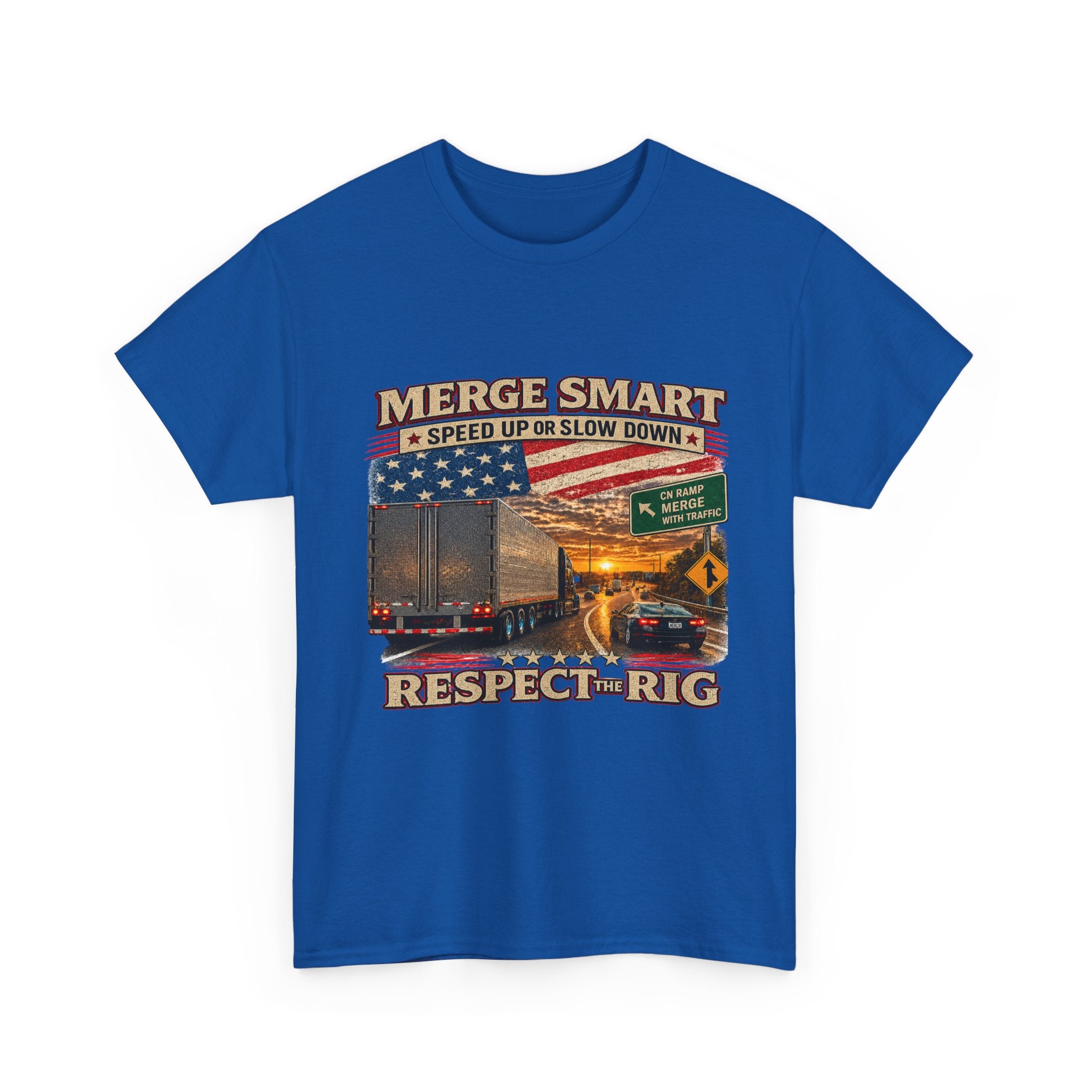 Merge Smart Respect the Rig Trucker T‑Shirt — ‘Merge Smart / Respect the Rig’ Highway Safety Tee