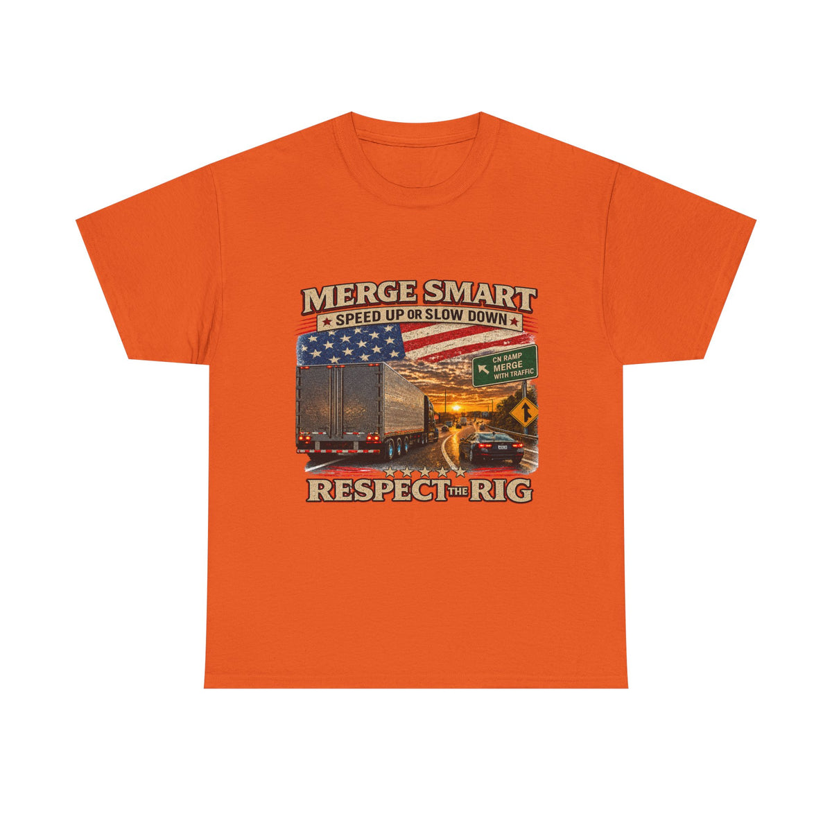 Merge Smart Respect the Rig Trucker T‑Shirt — ‘Merge Smart / Respect the Rig’ Highway Safety Tee