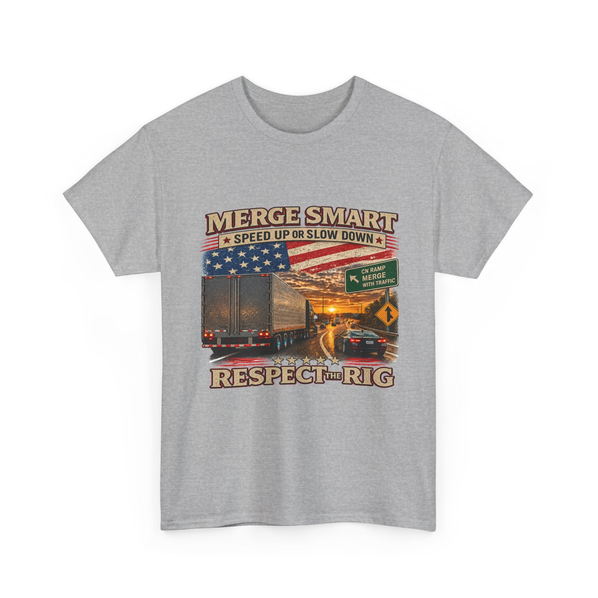 Merge Smart Respect the Rig Trucker T‑Shirt — ‘Merge Smart / Respect the Rig’ Highway Safety Tee