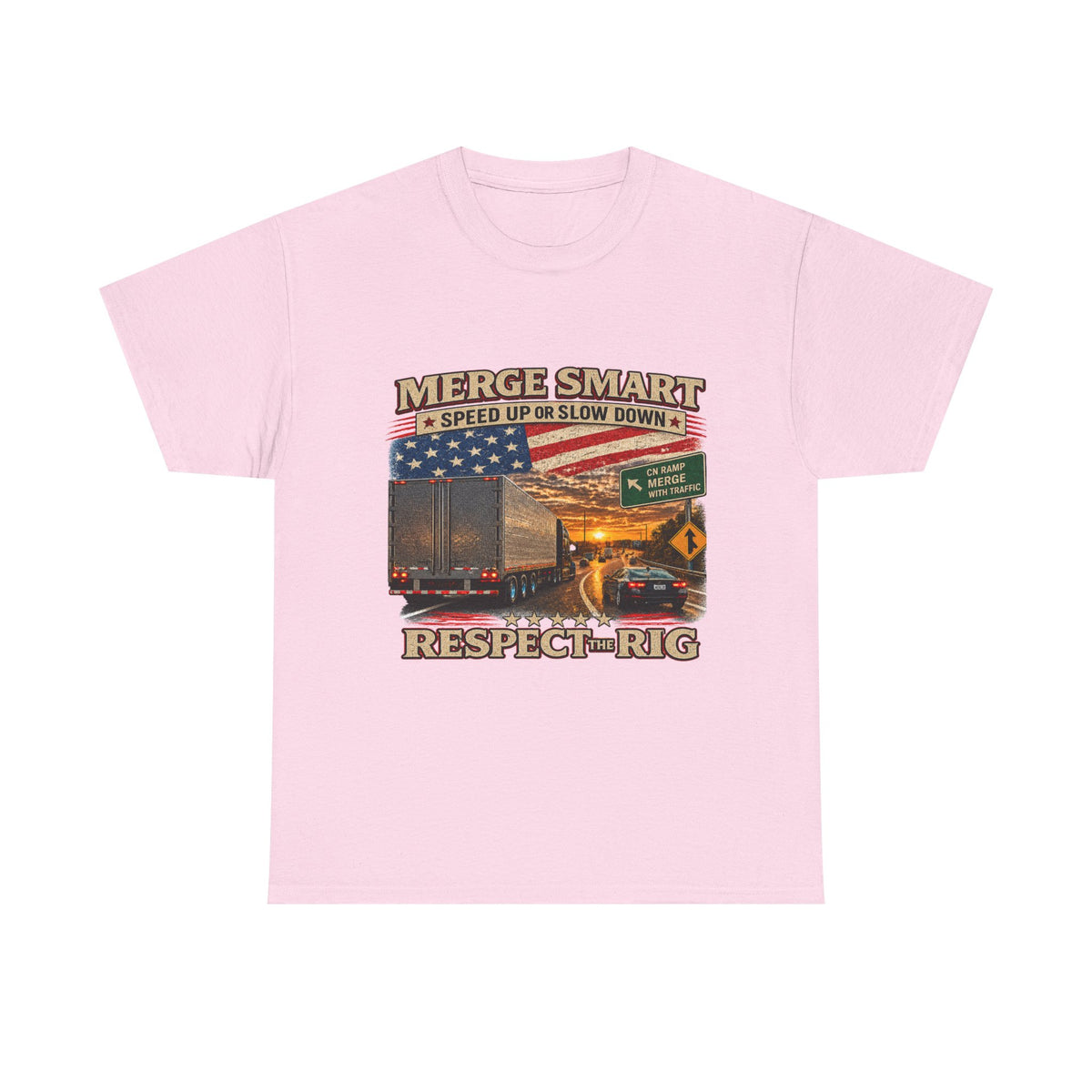 Merge Smart Respect the Rig Trucker T‑Shirt — ‘Merge Smart / Respect the Rig’ Highway Safety Tee